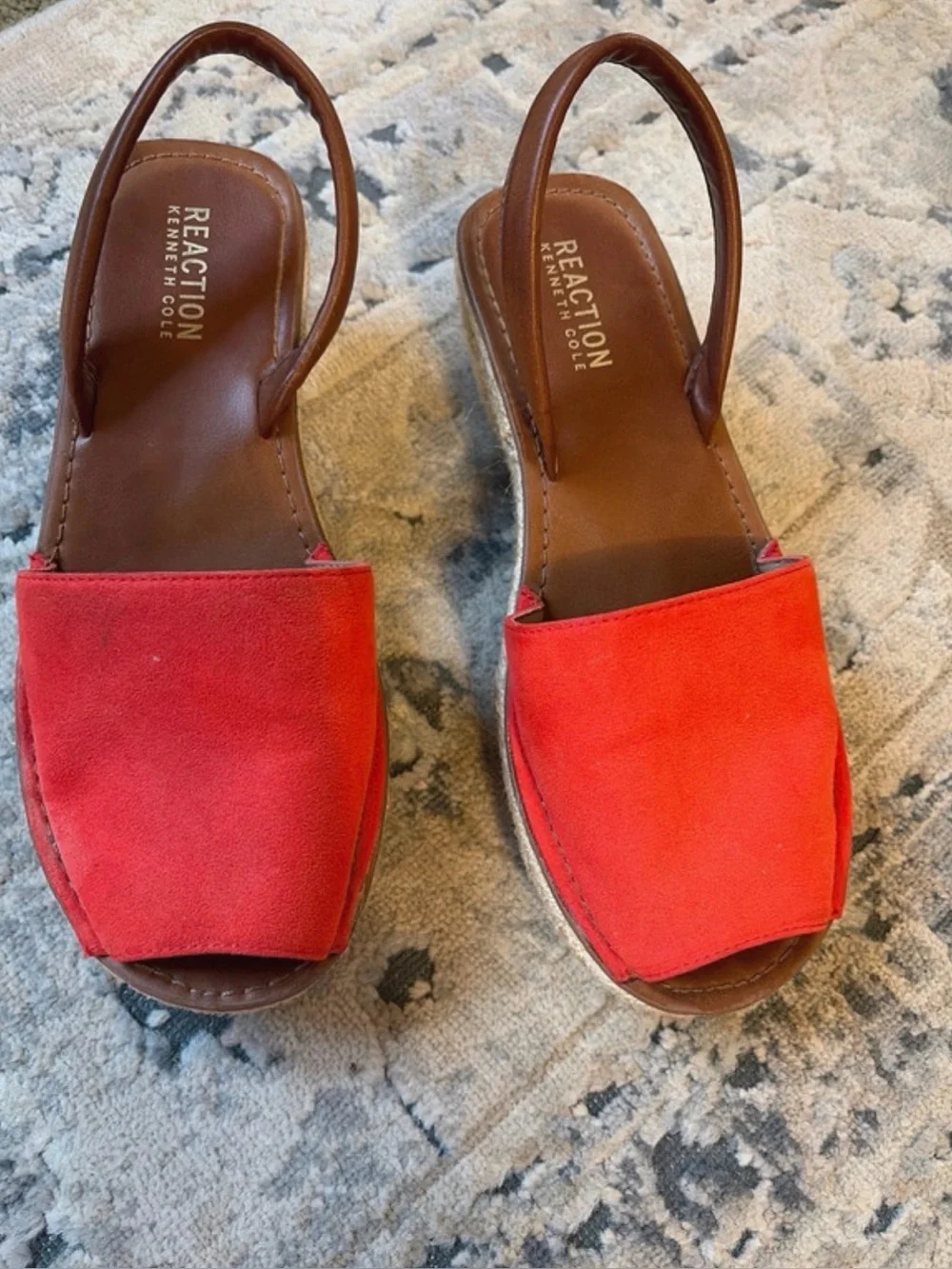 Reaction Kenneth Cole Red Suede Espadrille Slingback Sandals